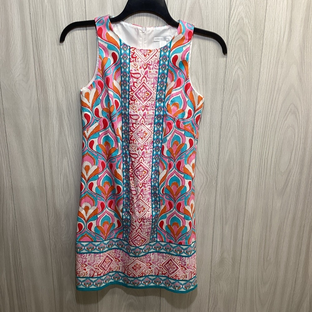 LONDON TIMES Women's‎ (Size 4) Sleeveless Vibrant Pattern Zip Back Dress